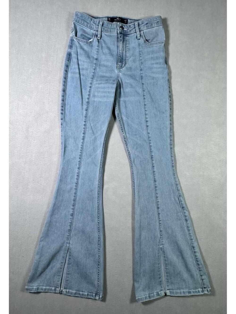 Hollister Women's Light Blue Denim Jeans High Rise Flared Size 5R 27x31